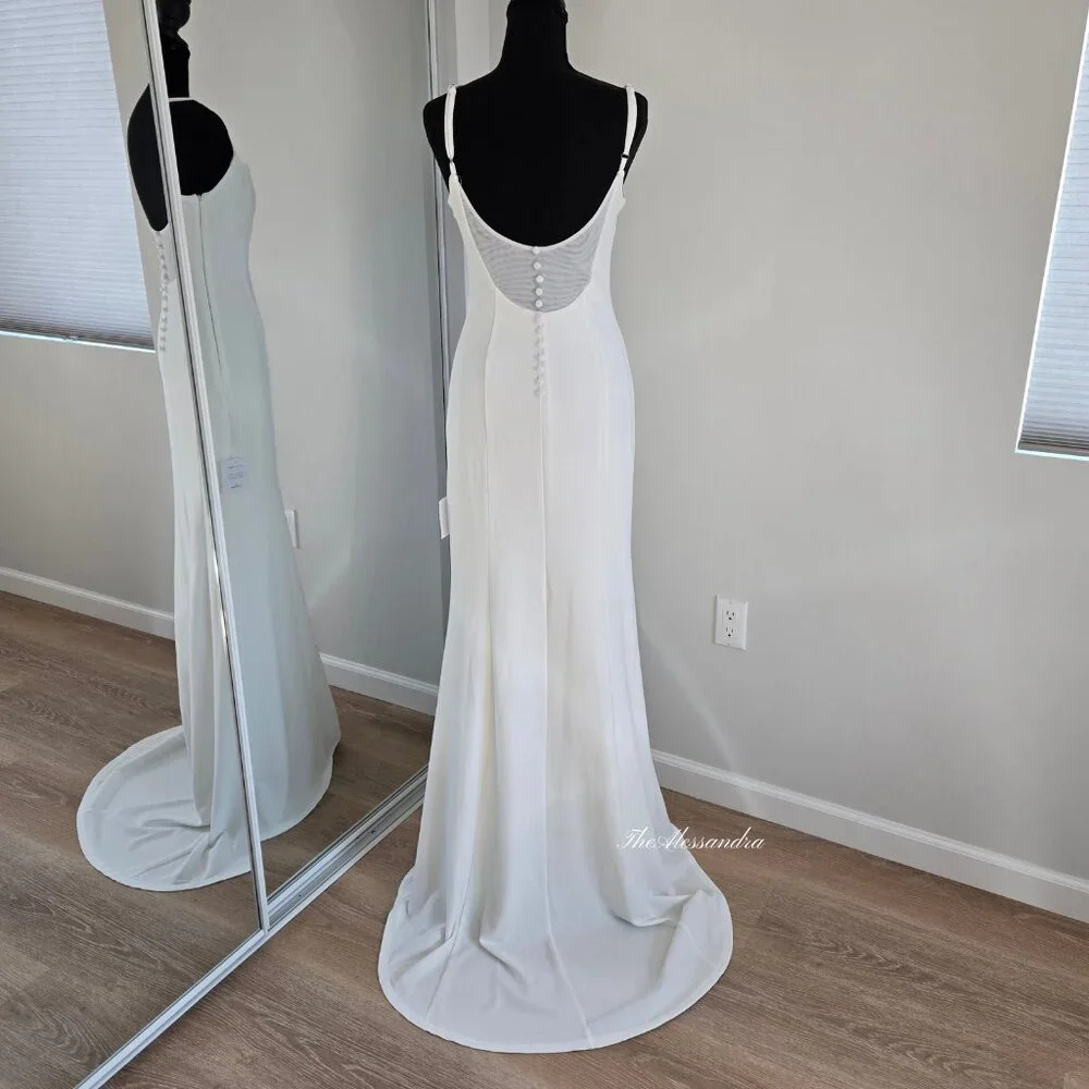 Lulus  White Sleeveless Button Back Mermaid Maxi Dress New With Tags $158 Flaw - Picture 3 of 17